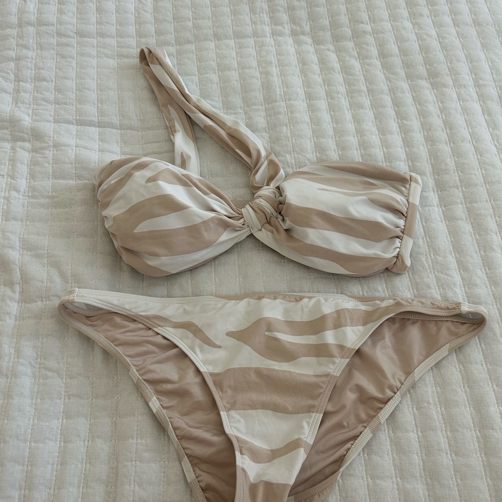 Onia Tan and Cream Bikini Set